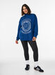 Sweatshirt met hoge hals en sportief motief op de voorkant, Blauw, Model image number 1