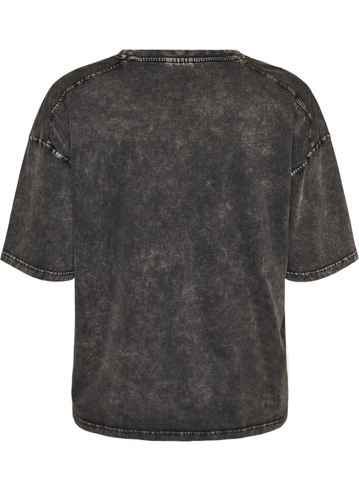 Oversized T-shirt in biologisch katoen met een collegeprint, Zwart, Packshot image number 1
