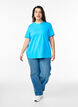 Basic katoenen T-shirt met ronde hals, Blauw, Model image number 1