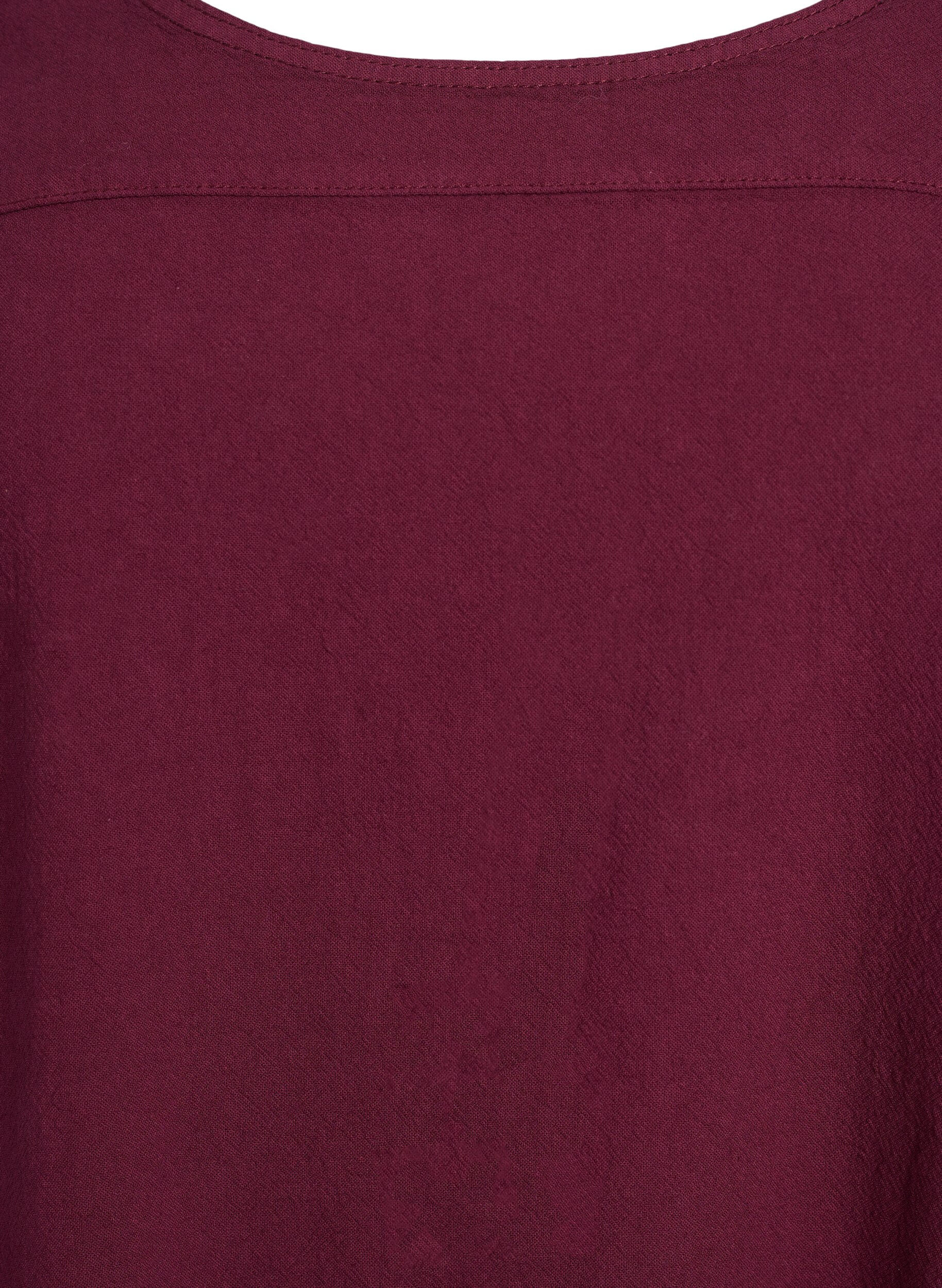 ZizziKatoenen jurk met korte mouwen, Donker Bordeaux, Packshot image number 2