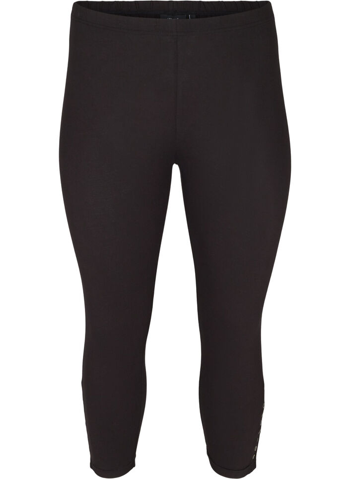 Een 3/4 legging met knopen, Zwart, Packshot image number 0