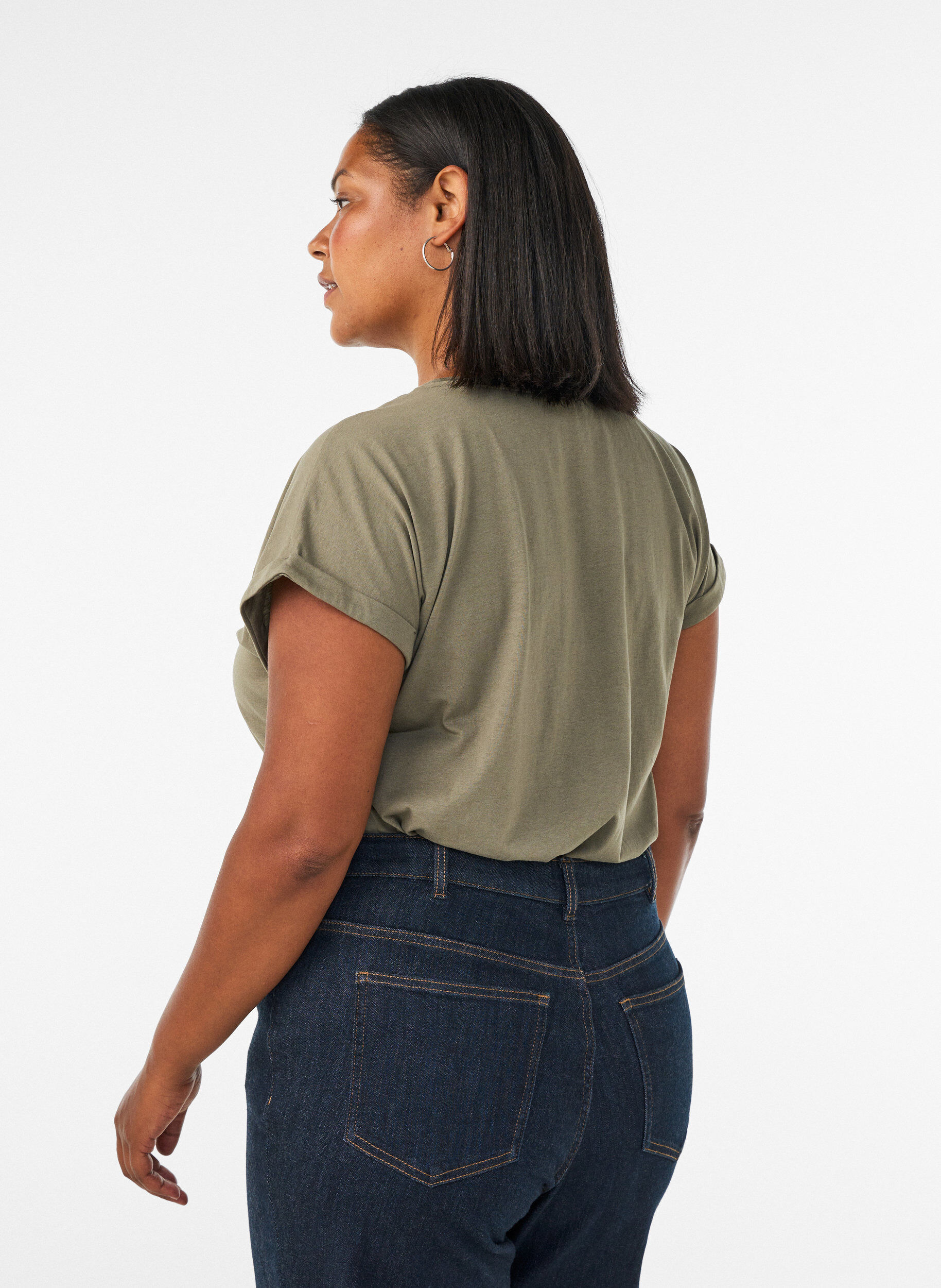 ZizziT-shirt met decoratieve print aan de voorkant, Groen, Model image number 2