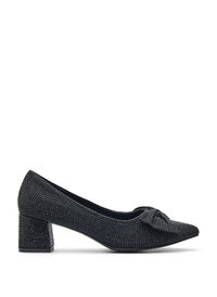 Wide fit - Pumps met strik en strass-steentjes, Zwart Wide fit - Pumps met strik en strass-steentjes