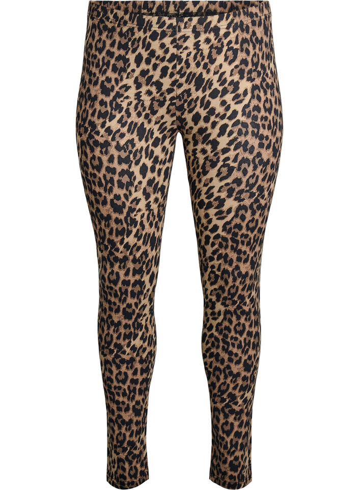 Viscose leggings met zebraprint, Bruin, Packshot image number 0