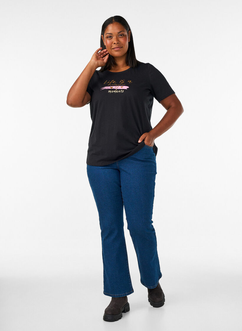 T-shirt met motief, Zwart, Model image number 1