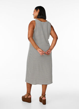 ZizziGestreepte midi tankjurk, White Black Stripe, Model image number 1