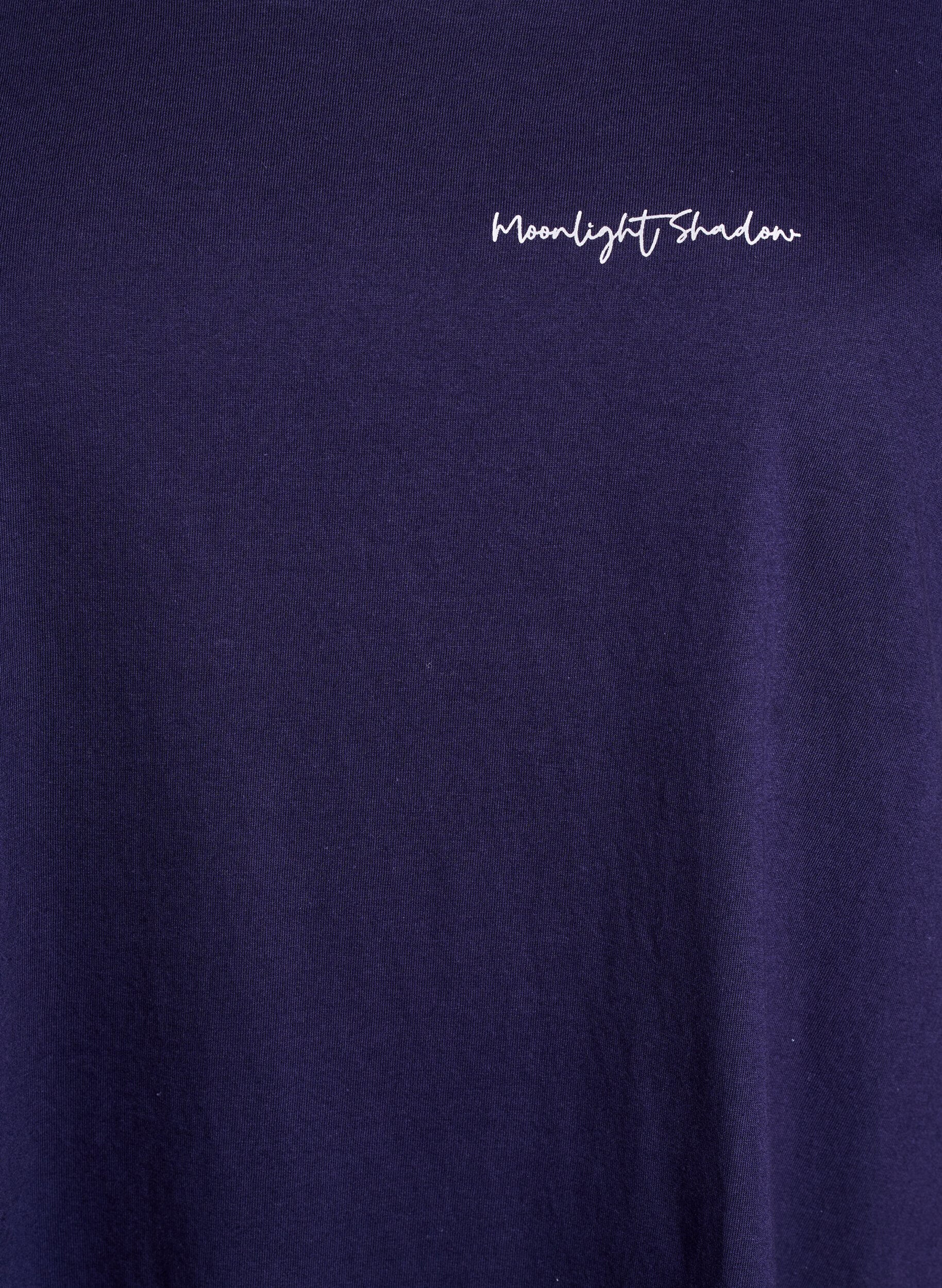 ZizziLang nachthemd-T-shirt in biologisch katoen met print, Blauw, Packshot image number 2