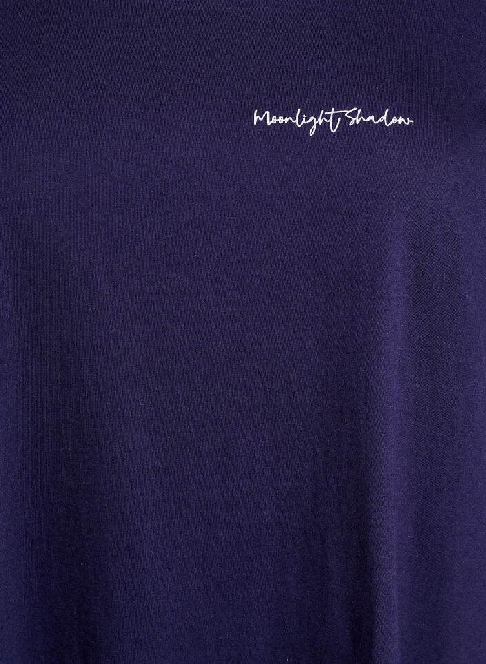 Lang nachthemd-T-shirt in biologisch katoen met print, Blauw, Packshot image number 2