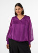 Gestreepte blouse met ballonvorm, Paars, Model image number 0