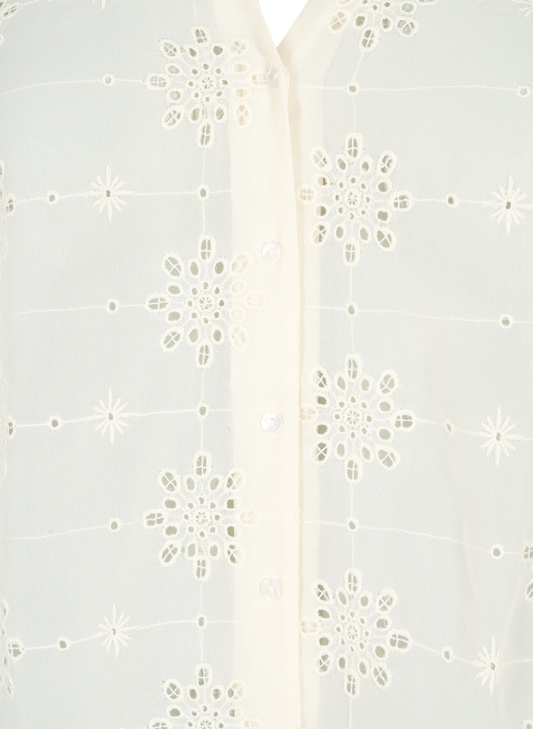 ZizziOverhemdblouse met korte mouwen en broderie anglaise, Antique White, Packshot image number 2