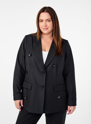 ZizziBlazer met paillettenbloemen, Black, Model image number 0