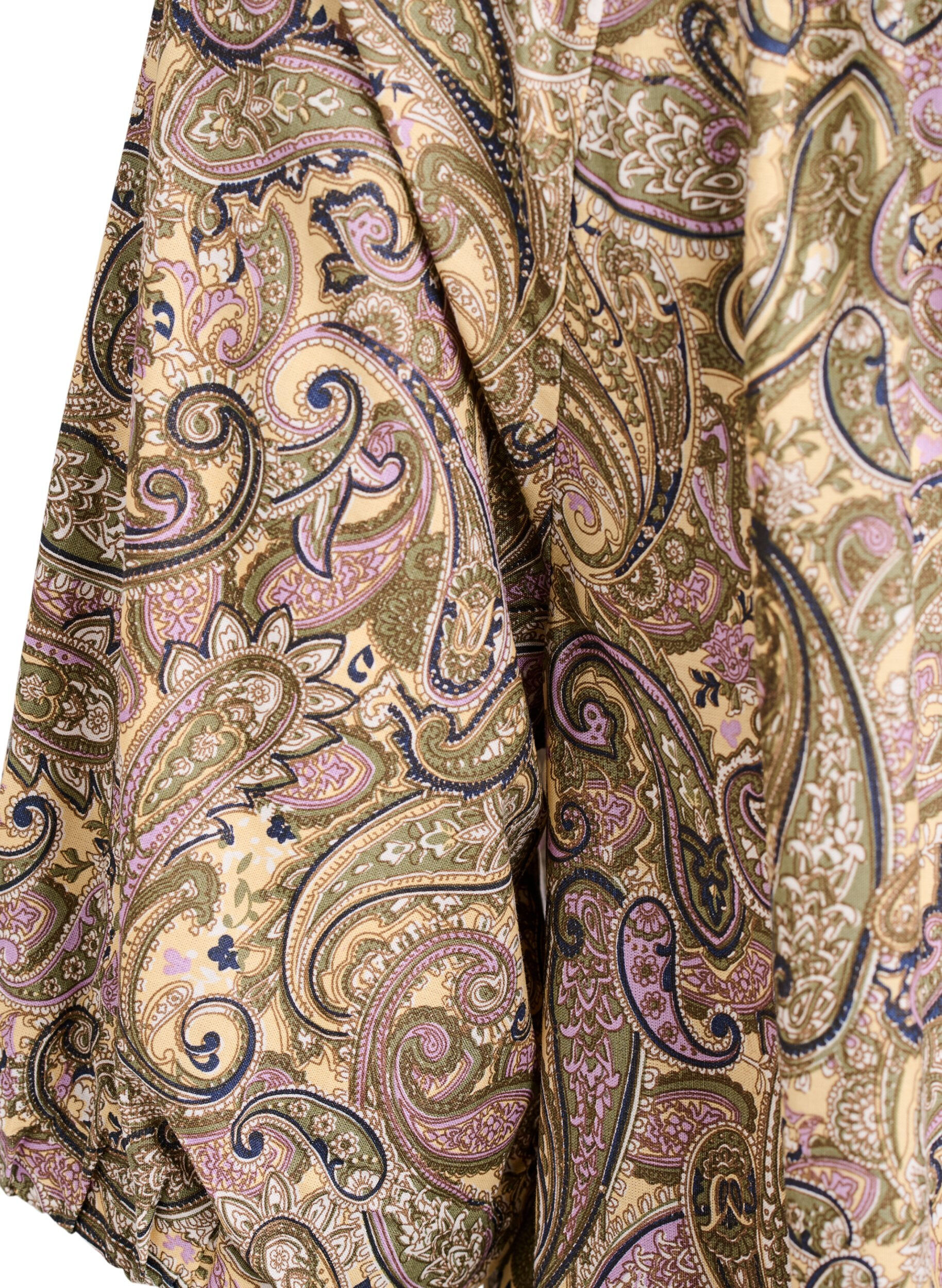 ZizziViscose blouse met paisleyprint en strikkoord, Geel, Packshot image number 3