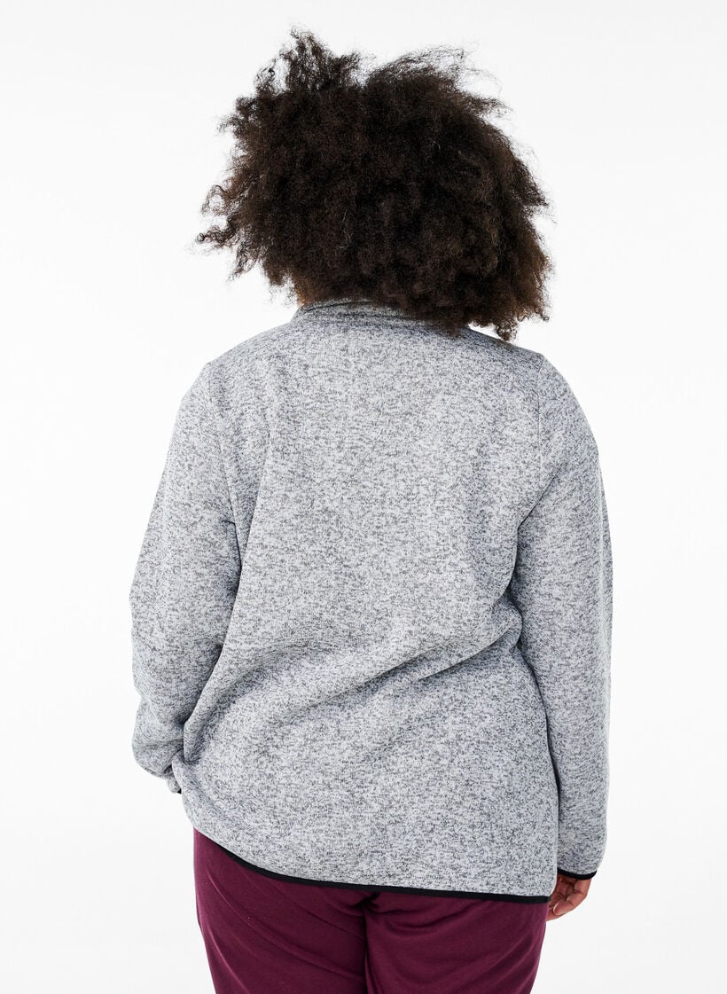 Vest van jersey met hoge kraag en ritssluiting, Light Grey Melange, Model
