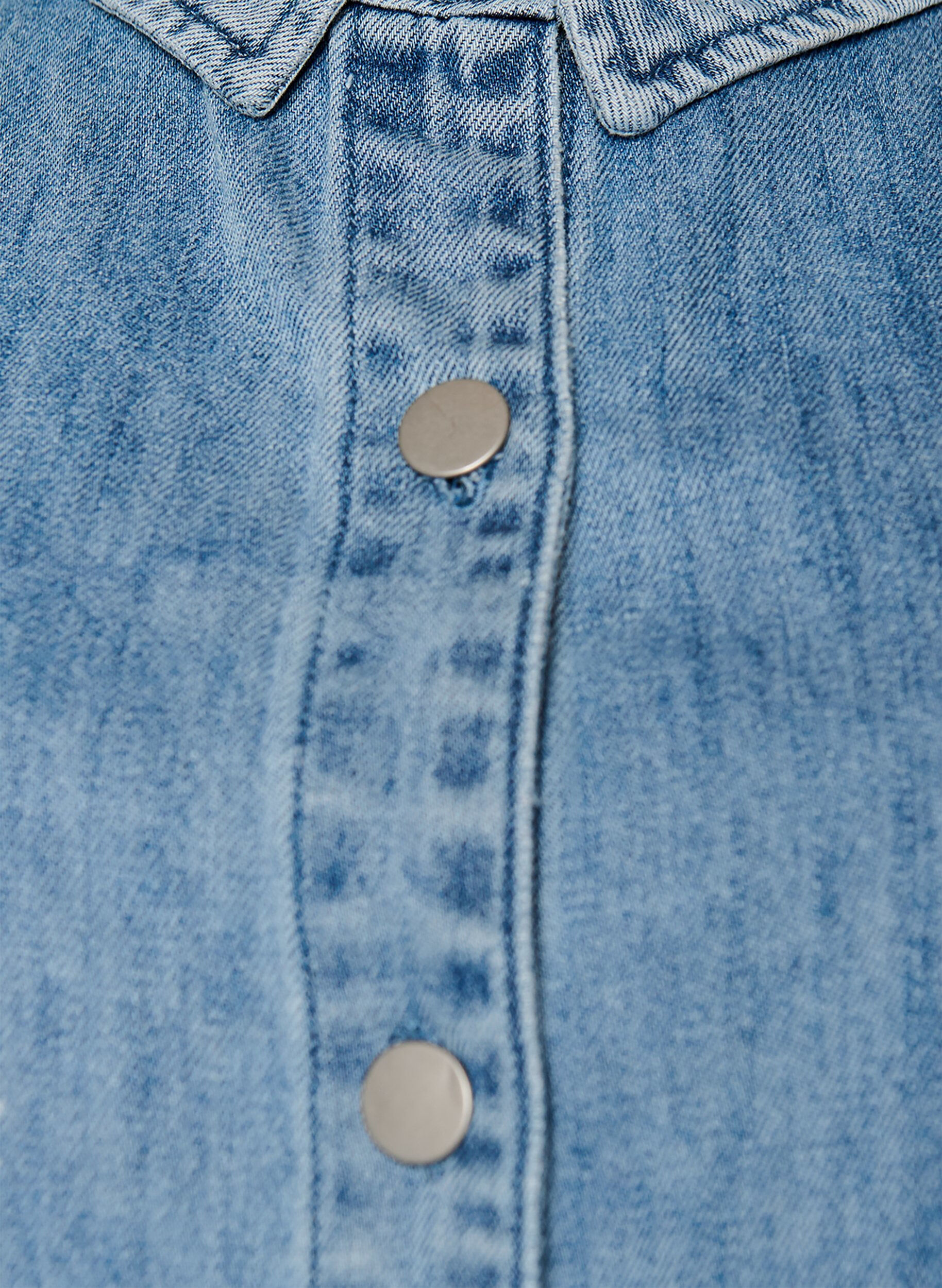 ZizziDenimshirt met bloemenprint en korte mouwen, Blauw, Packshot image number 2