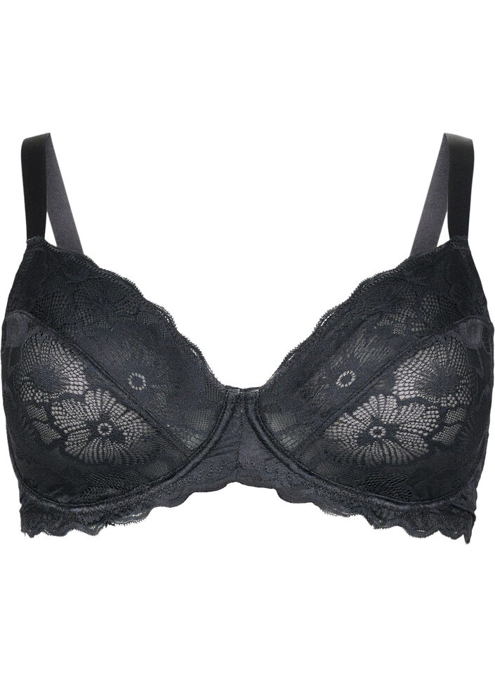 Volledige dekking kanten bh, Zwart, Packshot image number 0