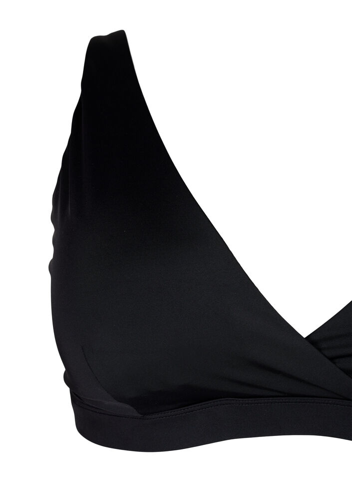 Triangle bikinitop met wikkel detail, Zwart, Packshot image number 2