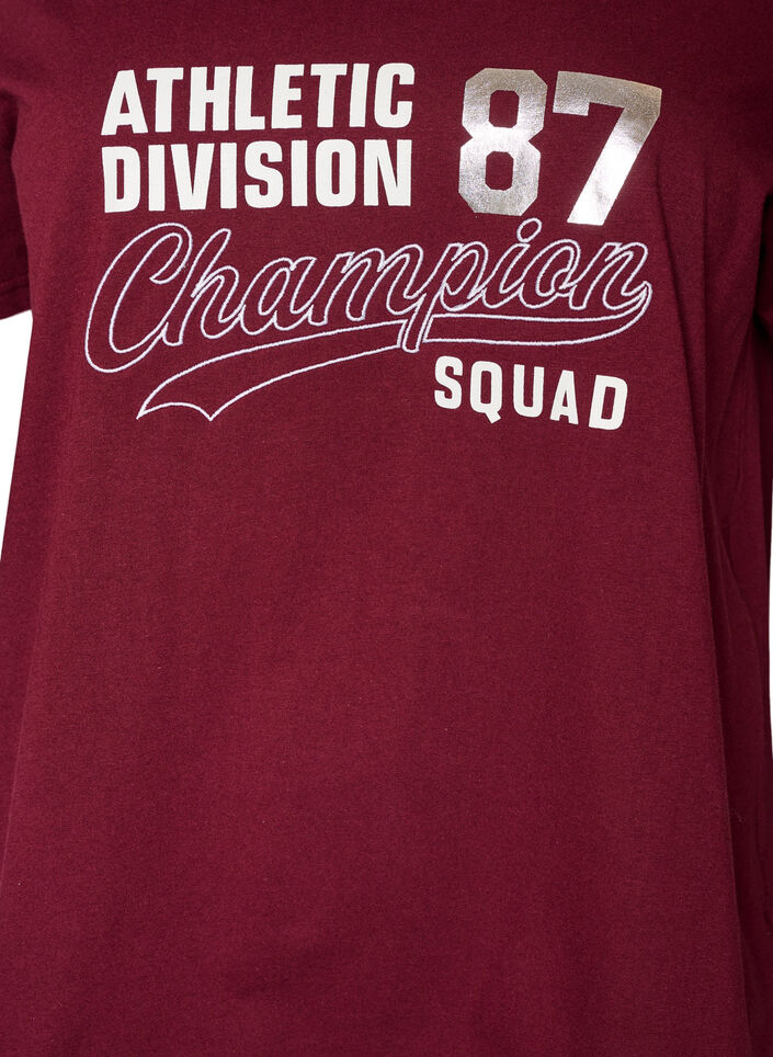 T-shirt van biologisch katoen met sportieve tekstprint, Rood, Packshot image number 2