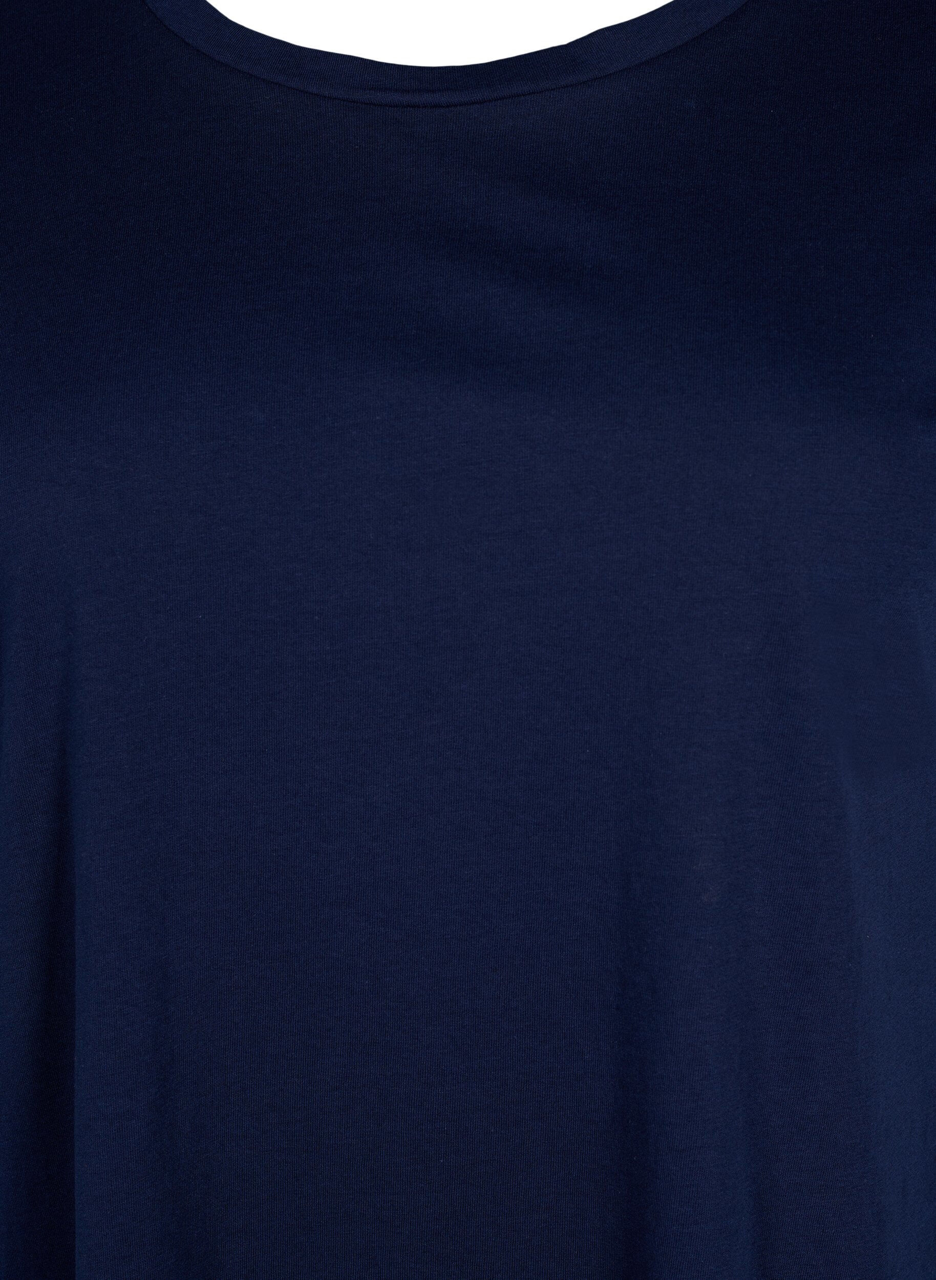 ZizziT-shirt met korte mouwen van katoenmix, Blauw, Packshot image number 2