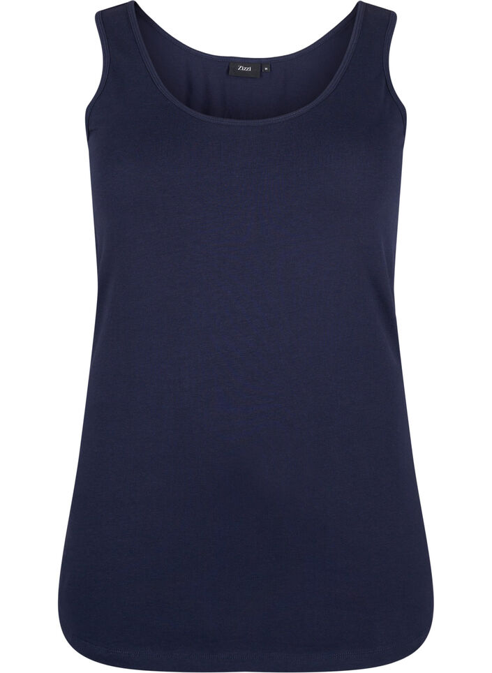 Effen gekleurd basic top in katoen, Blauw, Packshot image number 0