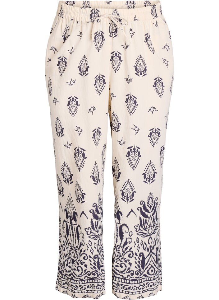 Losse broek met print en hoge taille, Birch Black AOP, Packshot