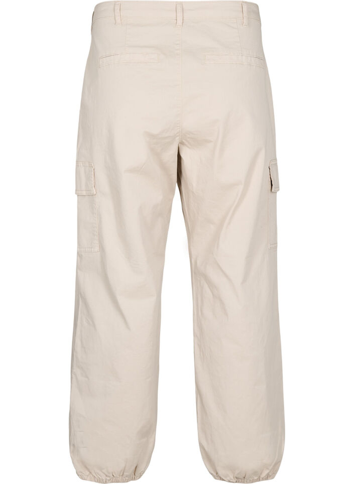 Hoge taille cargobroek, Beige, Packshot image number 1