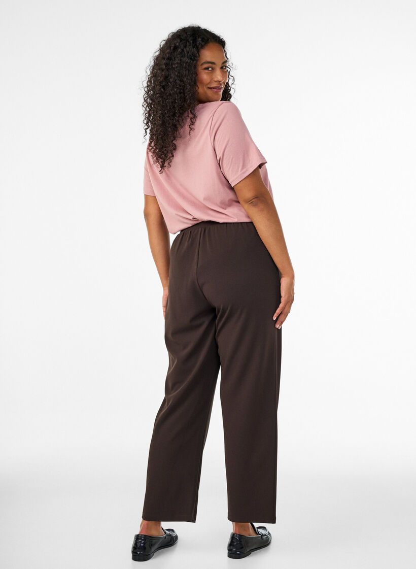 Broek met rechte pasvorm, Bruin, Model image number 1