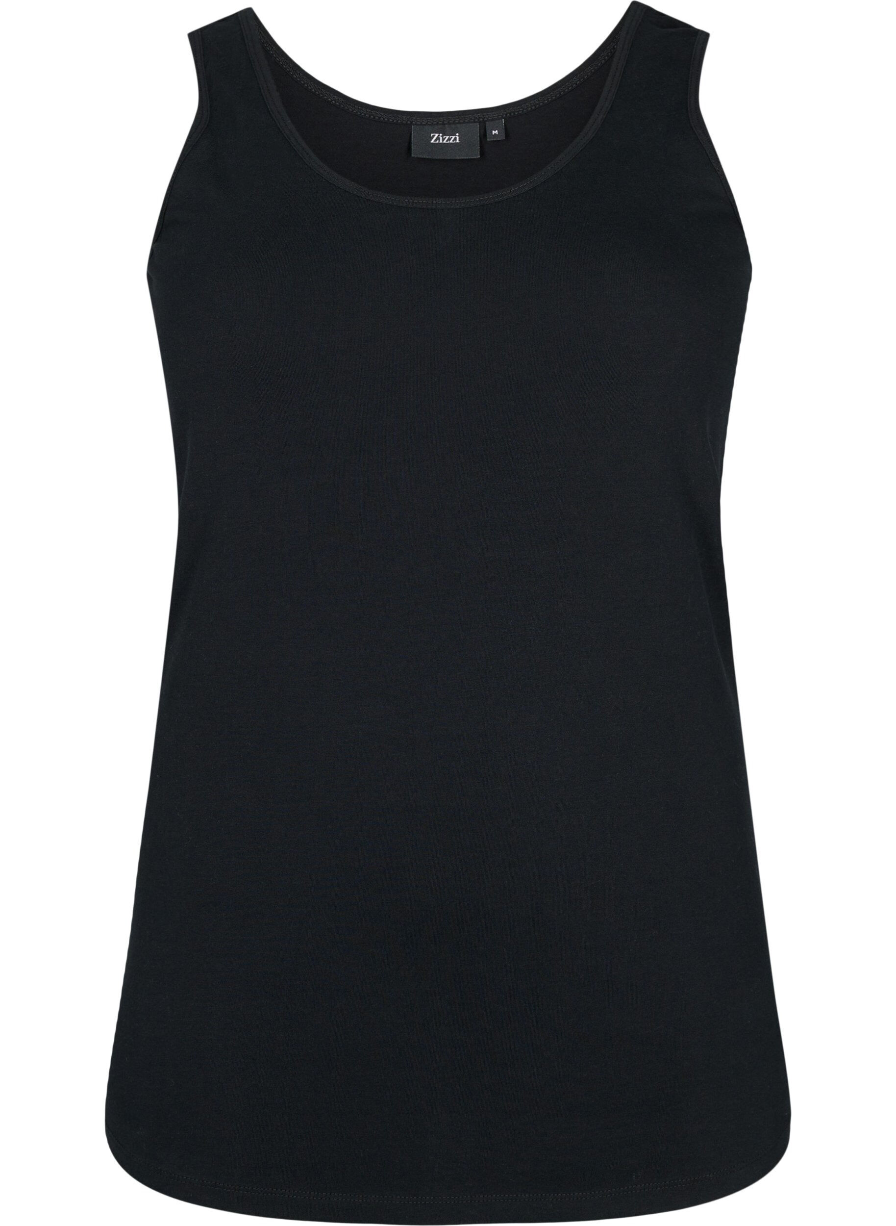 ZizziEffen gekleurd basic top in katoen, Zwart, Packshot image number 0