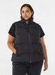 Korte puffer bodywarmer met hoge kraag, Zwart, Model image number 0