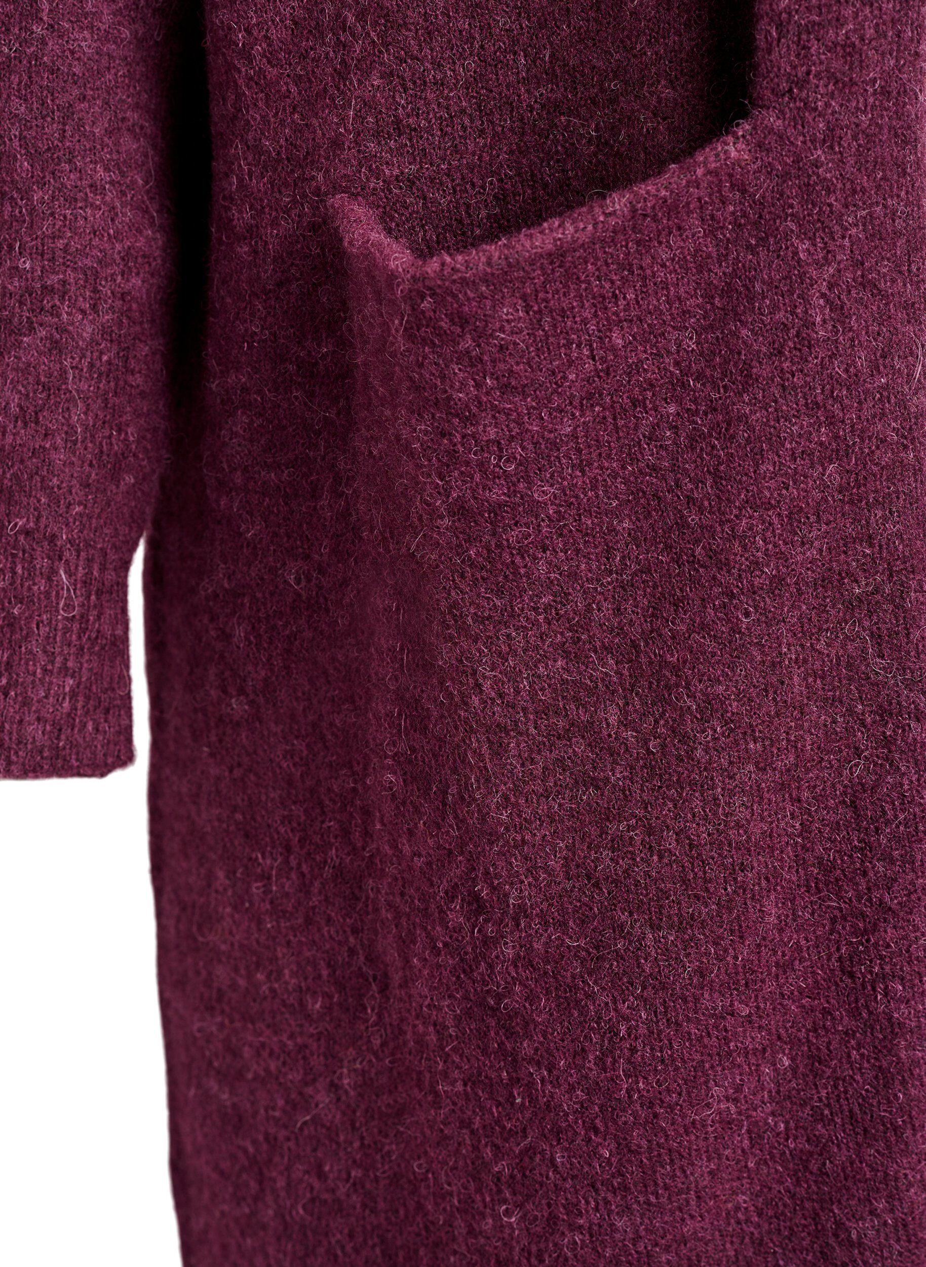 ZizziLange cardigan met wol en alpaca gebreid, Rood, Packshot image number 3