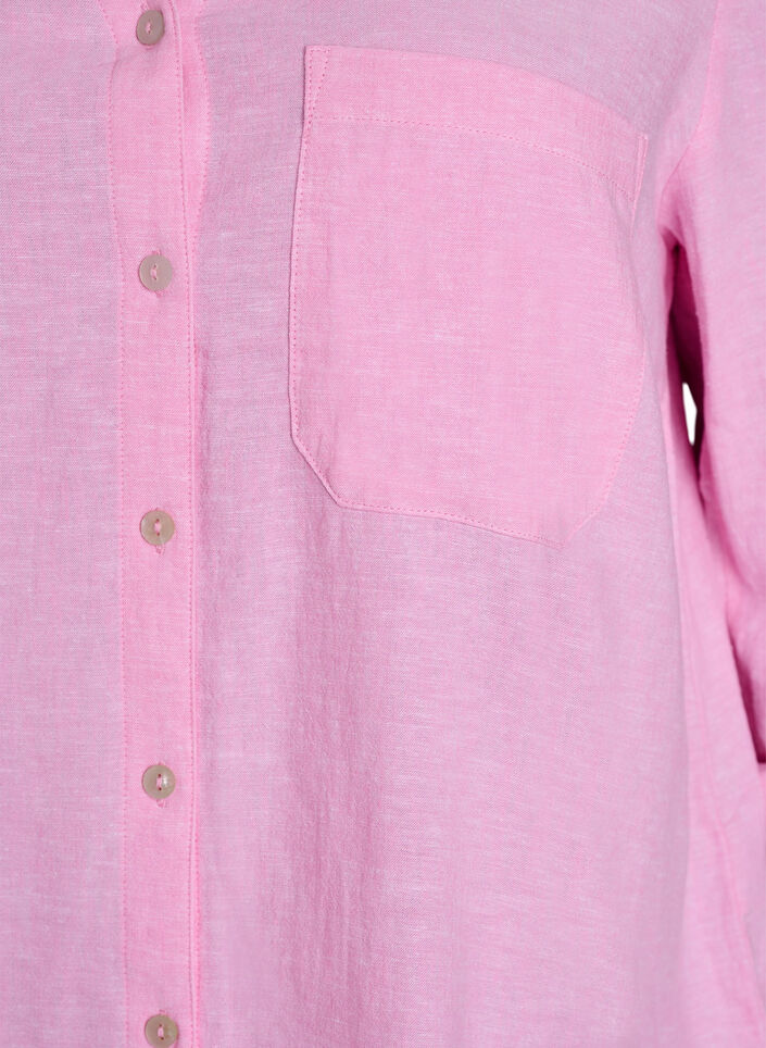 Linnen en viscose shirt met 3/4 mouwen, Roze, Packshot image number 2
