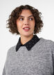 Kraaginzet met rhinestones en knopen, Zwart, Model image number 0