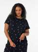 Pyjama top met bloemenprint en geribde textuur, Zwart, Model image number 0