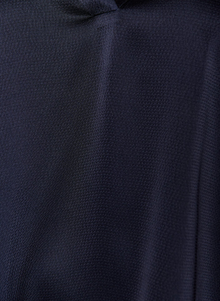 Blouse met satinlook, 1/2-mouwen en rucheskraag, Blauw, Packshot image number 2