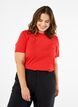 Basic katoenen T-shirt met ronde hals, Rood, Model image number 0