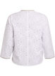 Blouse van katoen met lange mouwen en broderie anglaise, Wit, Packshot image number 1