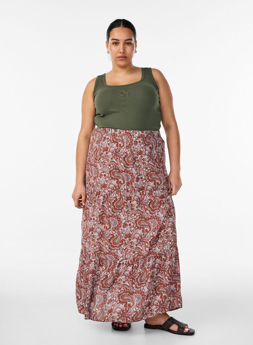 Nauwsluitende top met motief, Groen, Model