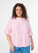Gebreid vest met korte mouwen en strikjes, Roze, Model image number 0