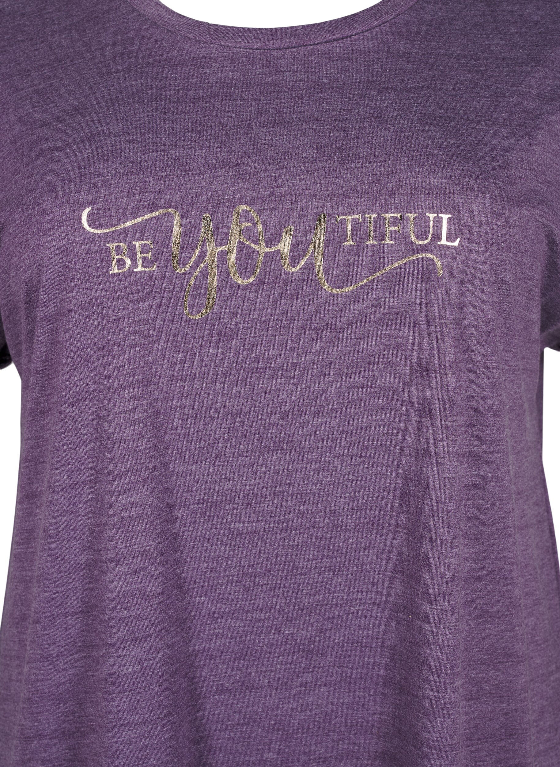 ZizziNachtjapon met korte mouwen en tekstopdruk, , Packshot image number 2