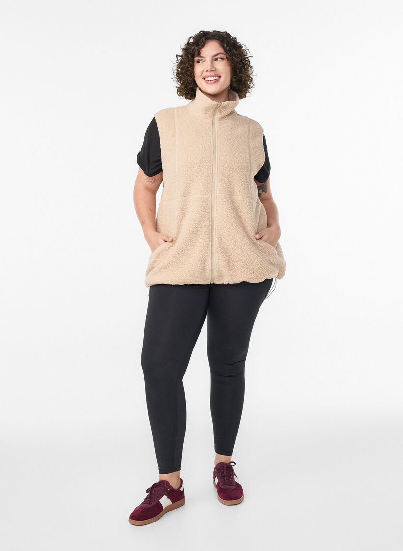 Teddy vest met zakken, Beige, Model image number 1