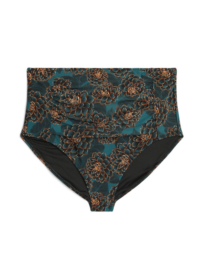Bikinibroekje met print en een hoge taille, Blauw, Packshot image number 0
