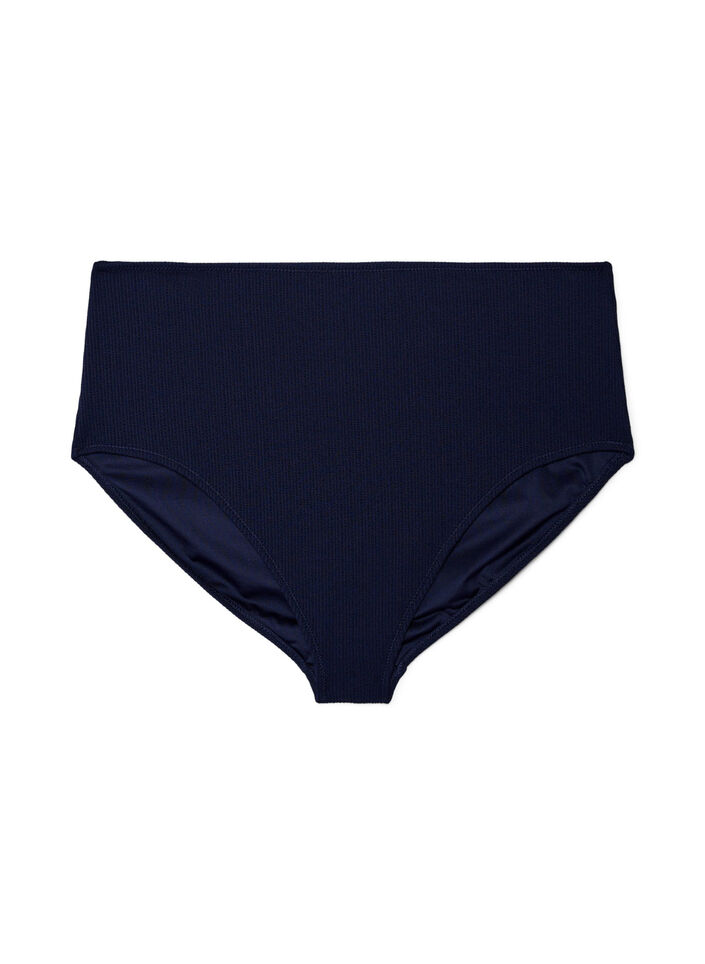 Bikinibroekje met hoge taille en textuur, Blauw, Packshot image number 0
