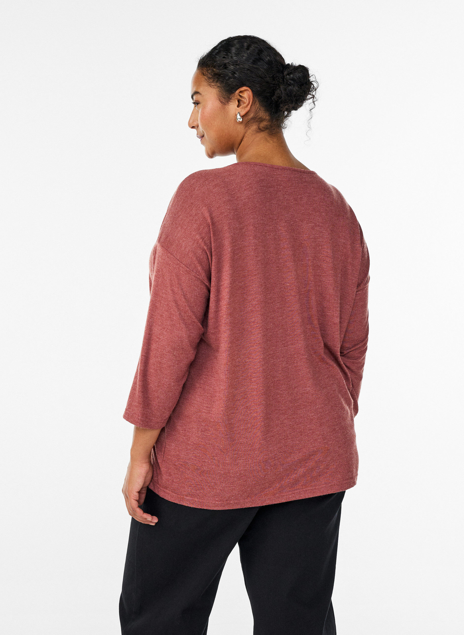 ZizziJersey blouse met 3/4 mouwen, Rood, Model image number 2