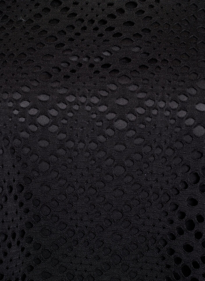 Knie-lange jurk met oogjespatroon en korte mouwen, Zwart, Packshot image number 2