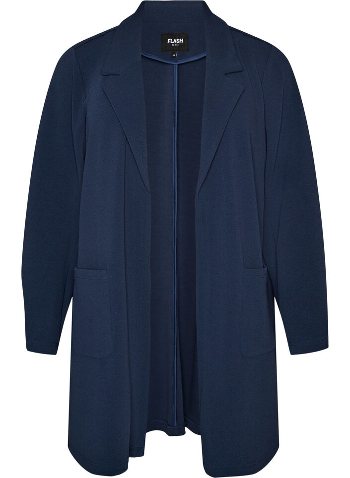Lange jas met zakken, Blauw, Packshot image number 0