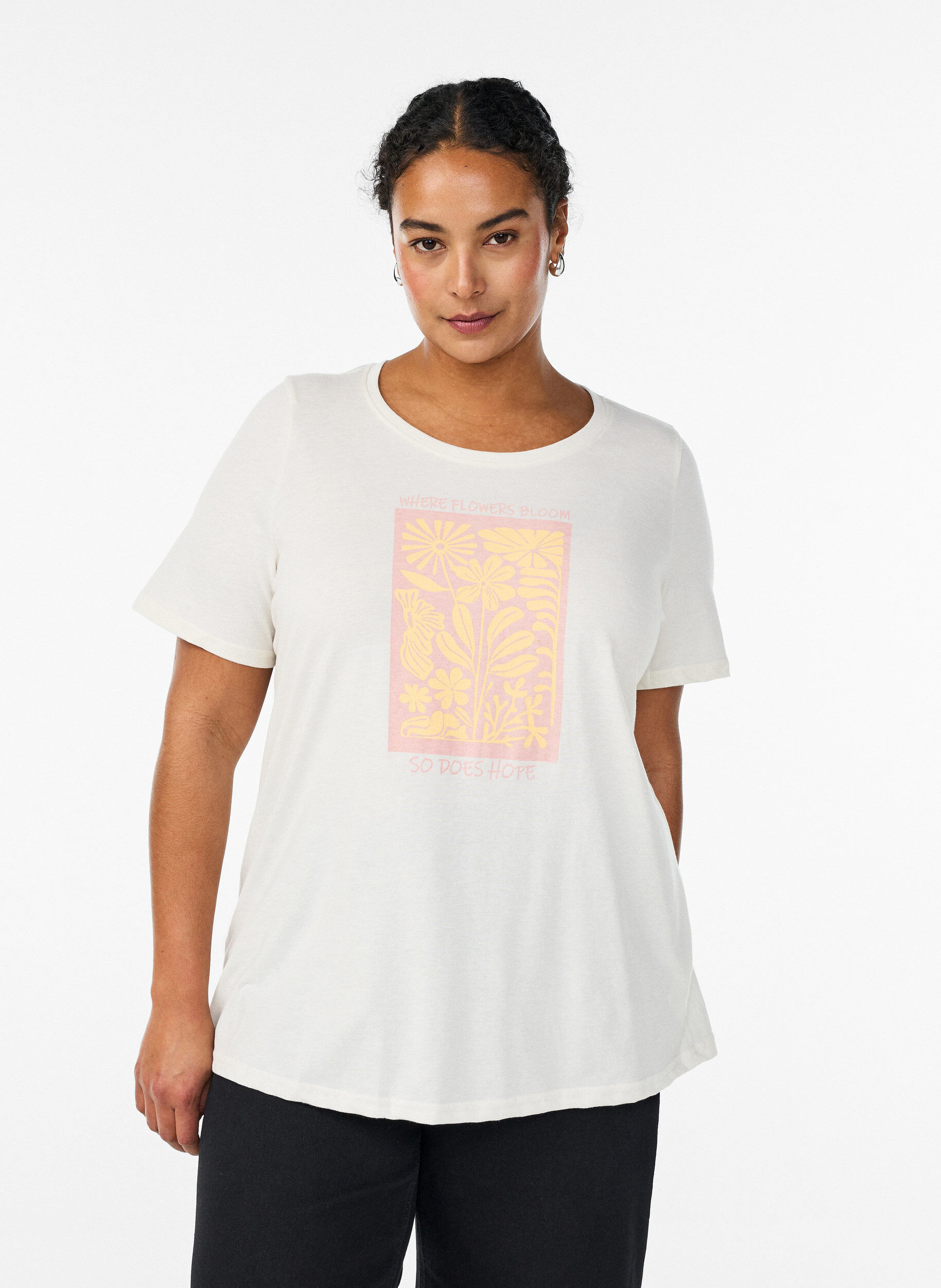 T-shirt met print, Wit, Model