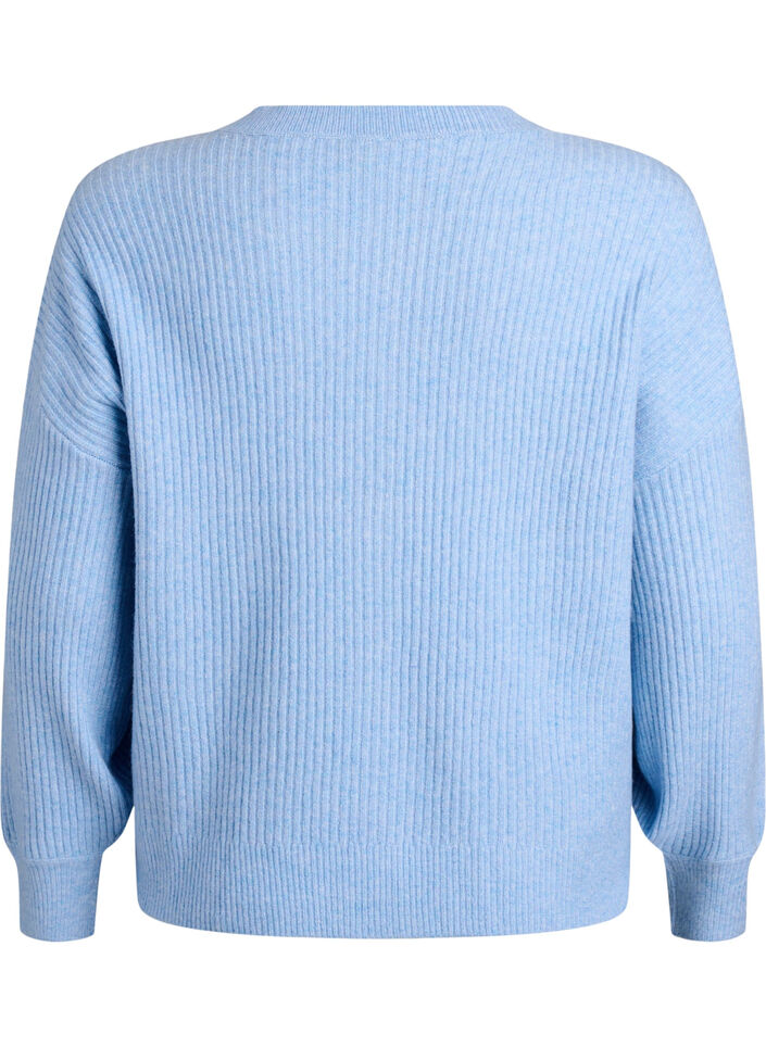Vest van ribtricot met knopen, Blauw, Packshot image number 1
