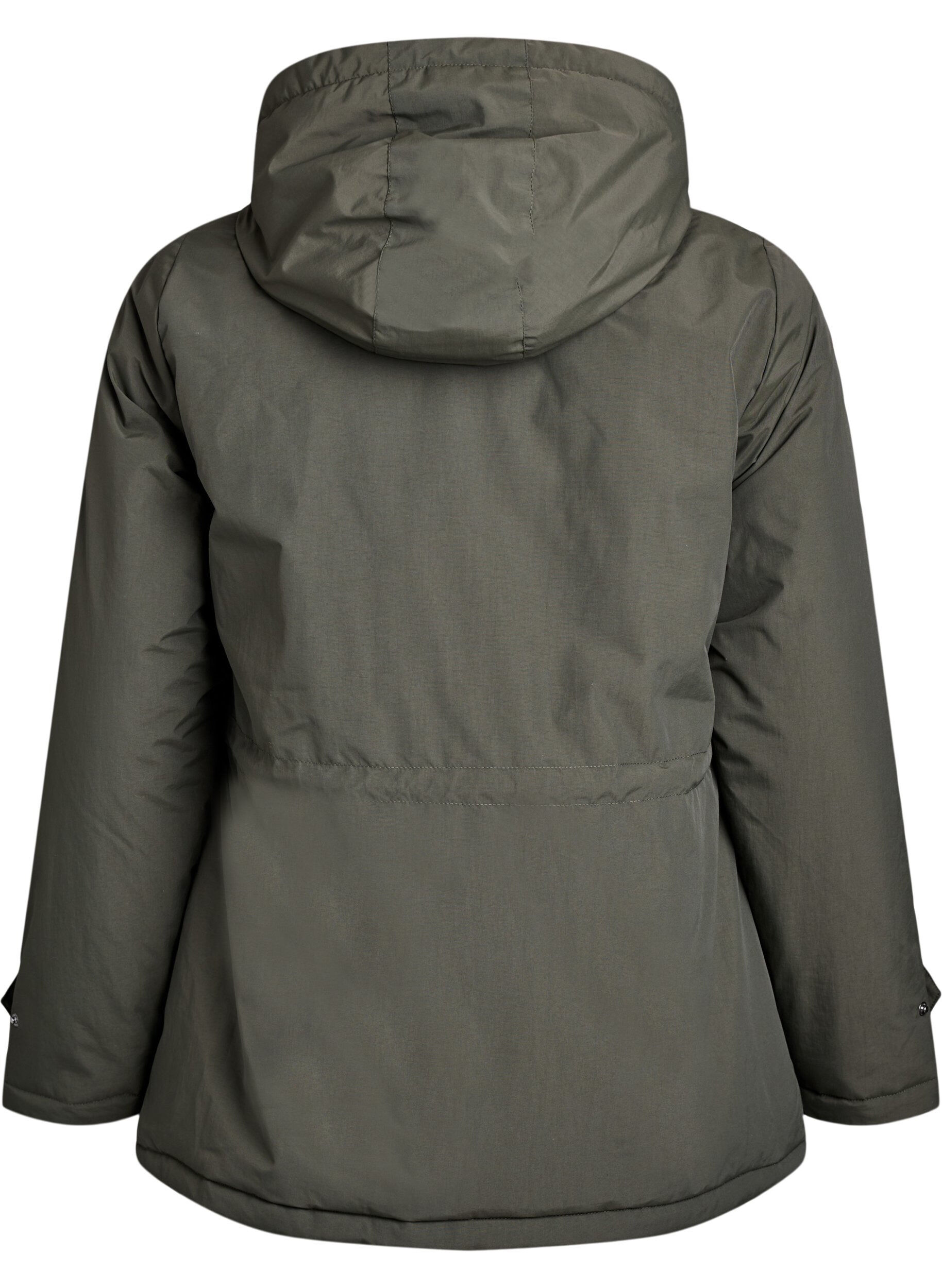 ZizziLichtgewicht gewatteerde parka met teddy gevoerde capuchon, Groen, Packshot image number 1