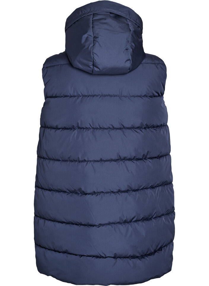 Lange vest met capuchon en zakken, Blauw, Packshot image number 1