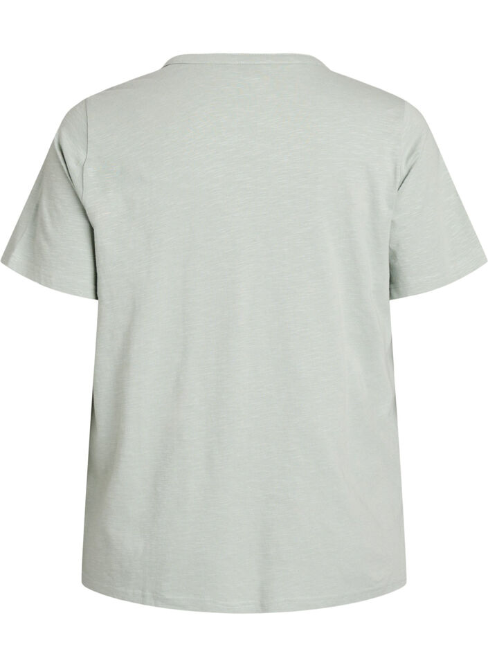 T-shirt met knoopdetail, Groen, Packshot image number 1