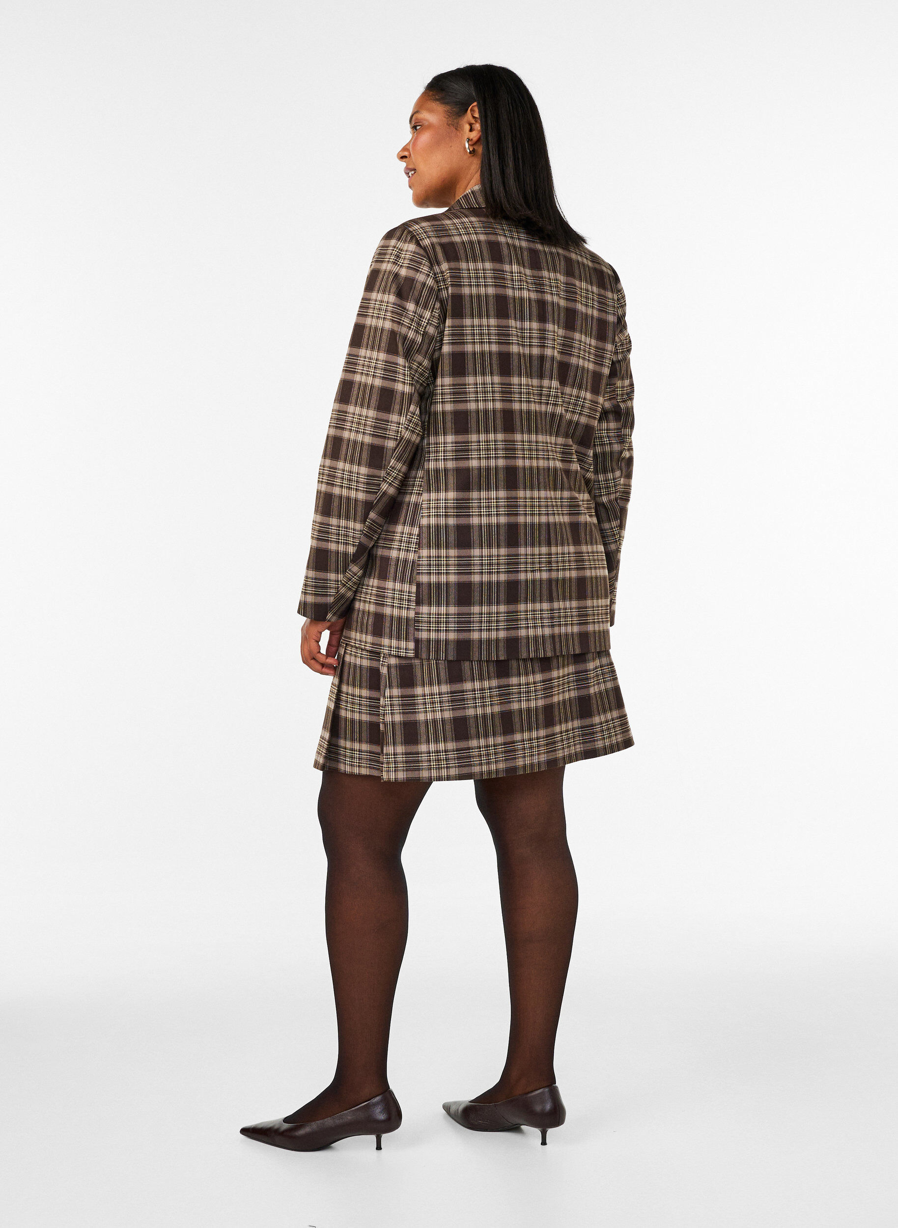 ZizziKorte geruite rok met A-lijn pasvorm, Bruin, Model image number 2